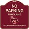 Signmission No Parking Fire Lane Violators Booted or Towed Heavy-Gauge Aluminum Sign, 18" x 18", BU-1818-23737 A-DES-BU-1818-23737 - alternate 1